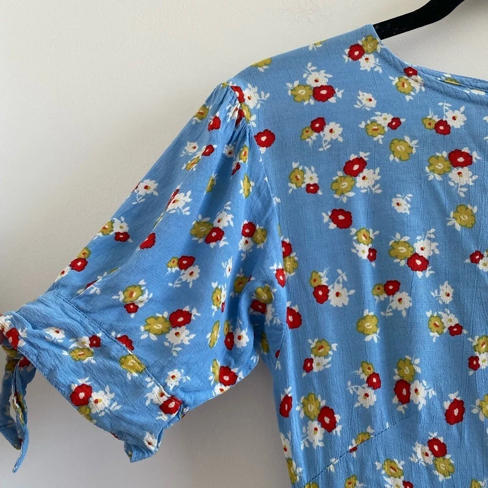 Faithfull The Brand Blue Erin Ditsy Floral Print Midi Dress Size 4 (Small) - Picture 6 of 12